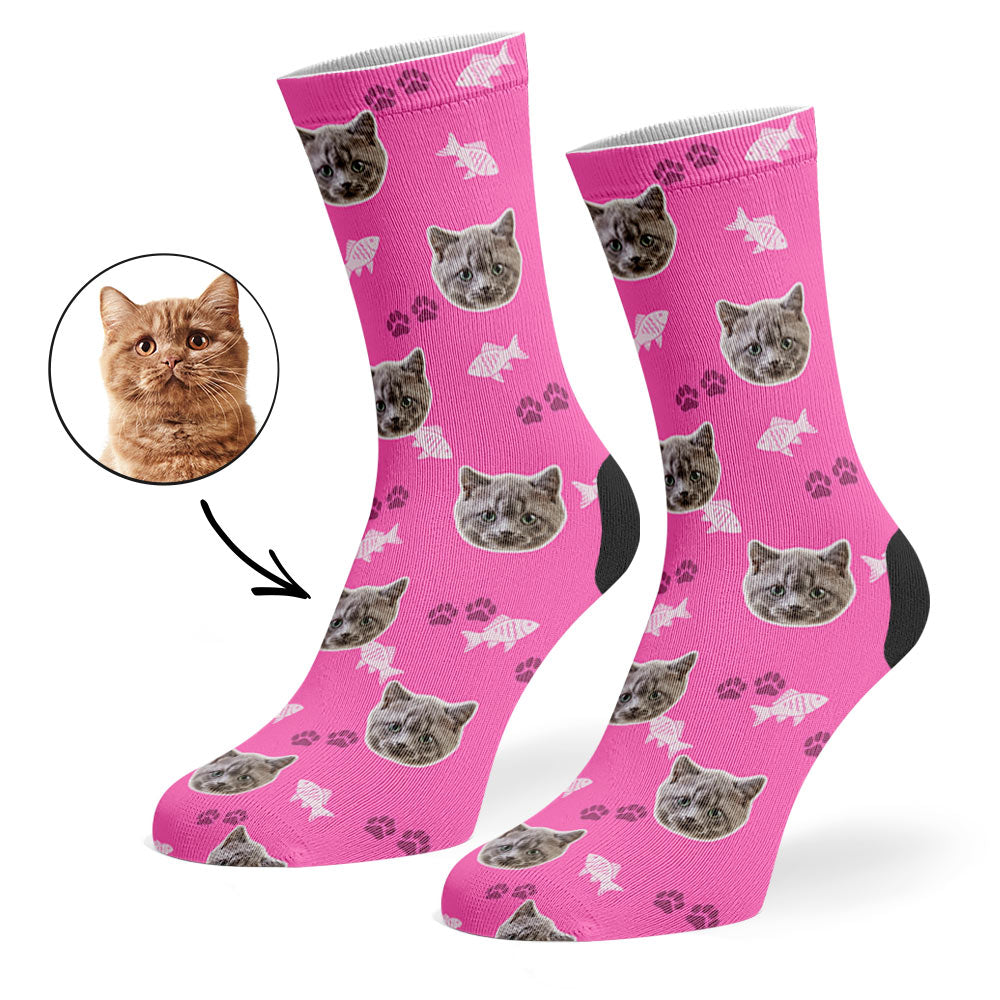 Talia | Personalized Pet Parent Gift Socks | Custom Cat Photo | 17 Colors