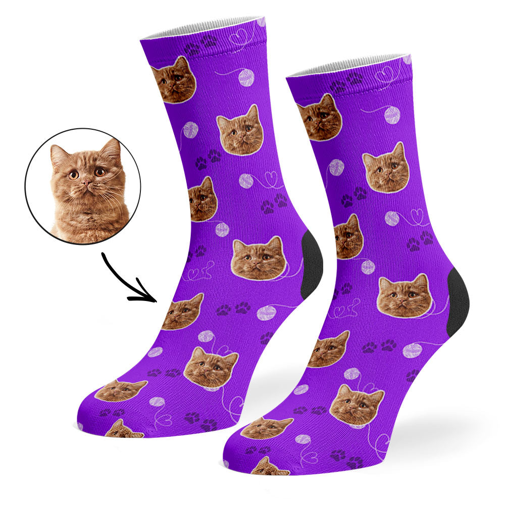 Talia | Personalized Pet Parent Gift Socks | Custom Cat Photo | 17 Colors
