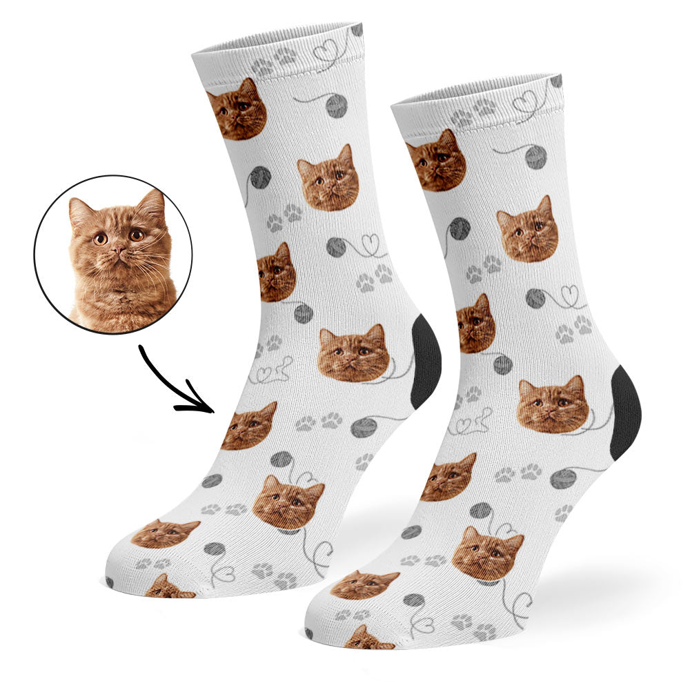 Talia | Personalized Pet Parent Gift Socks | Custom Cat Photo | 17 Colors