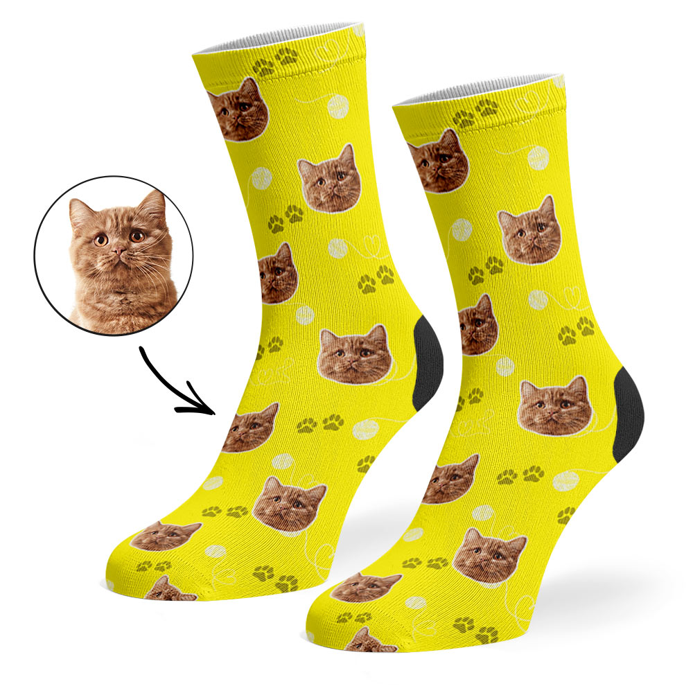 Talia | Personalized Pet Parent Gift Socks | Custom Cat Photo | 17 Colors