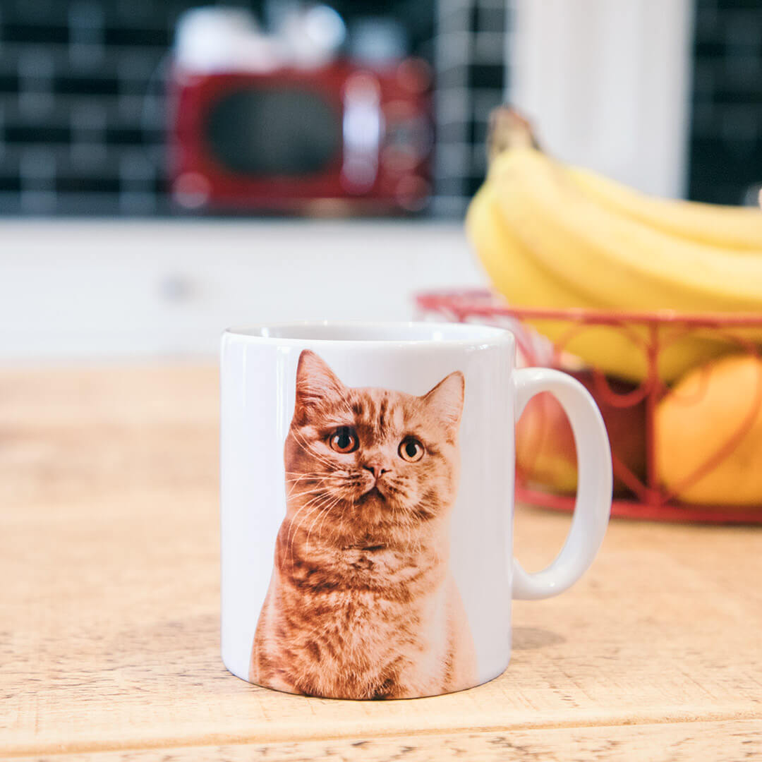 Halle | Personalized Pet Parent Gift Mug | Custom Cat Face | White Ceramic