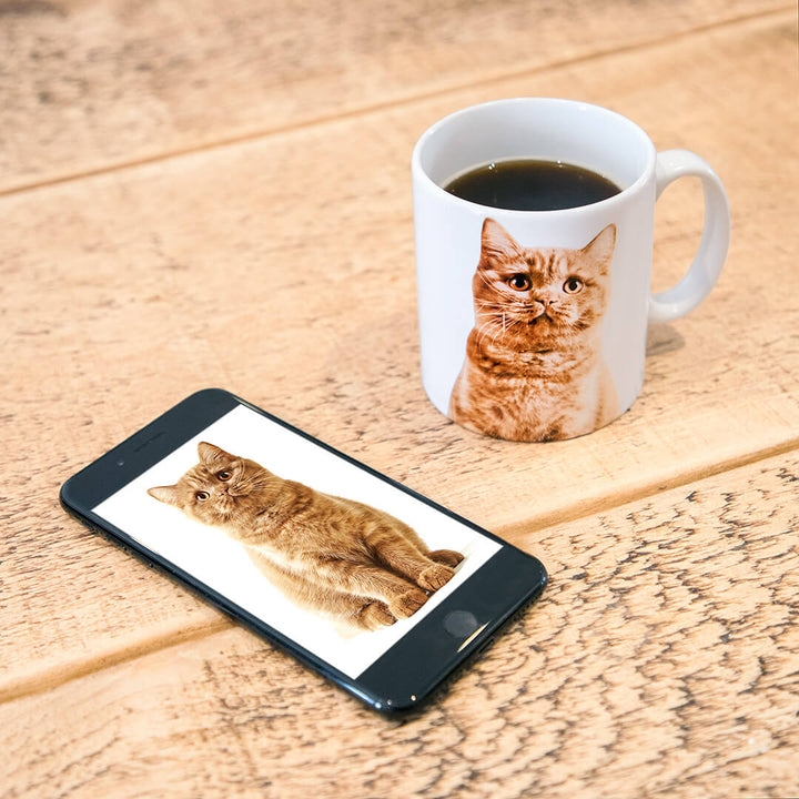 Halle | Personalized Pet Parent Gift Mug | Custom Cat Face | White Ceramic