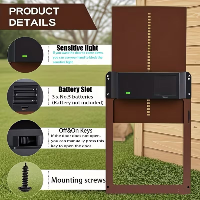 Ottavia Automatic Chicken Coop Door - Light Sensor, Weatherproof, Easy Install