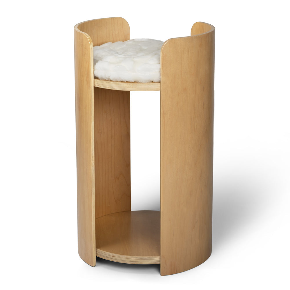 Freya | Cat Tree | Modern Tower with Faux Fur Cushion | Natural, Black, White