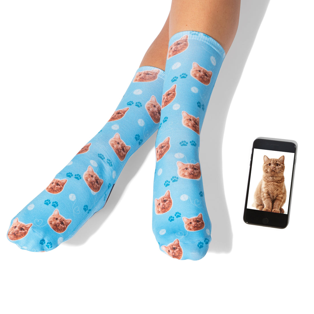 Talia | Personalized Pet Parent Gift Socks | Custom Cat Photo | 17 Colors